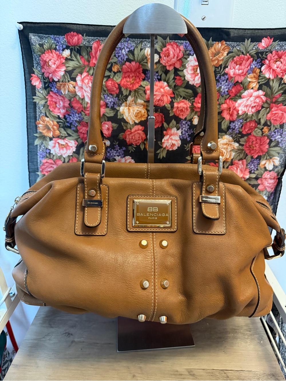 Balenciaga Tan Leather Top-Handle Shoulder Bag